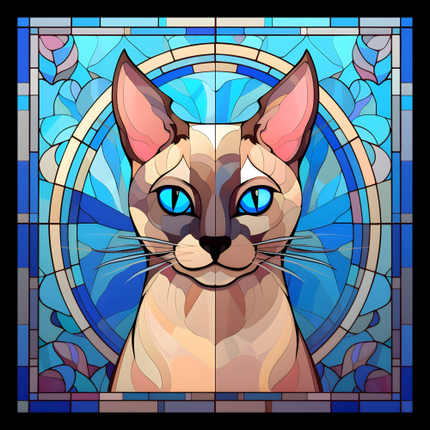 (s150-15-5B)  Stained Glass Cat