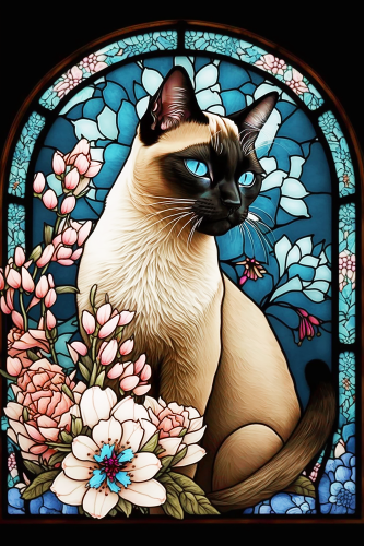 (s150-15-1C)  Stained Glass Cat