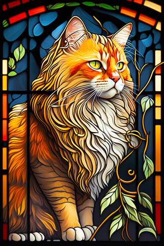 (s150-15-2C)  Stained Glass Cat