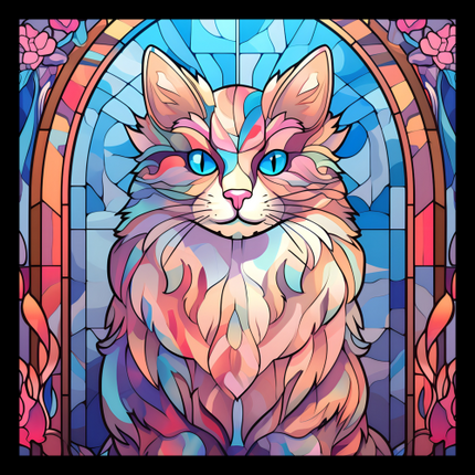 (s150-15-5C)  Stained Glass Cat
