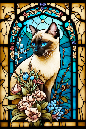 (s150-15-1D)  Stained Glass Cat