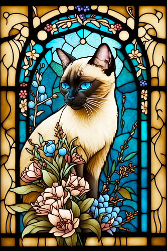 (s150-15-1D)  Stained Glass Cat