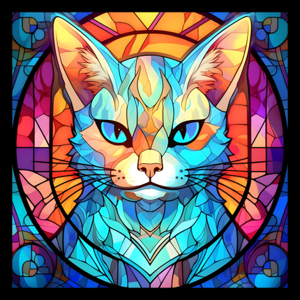 (s150-15-5D)  Stained Glass Cat