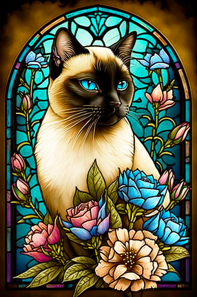 (s150-15-1E)  Stained Glass Cat