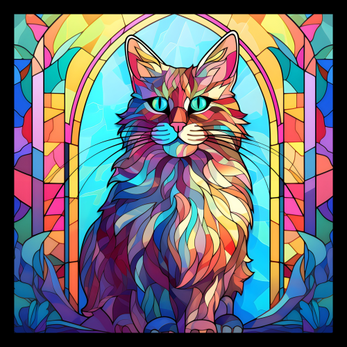 (s150-15-4E)  Stained Glass Cat