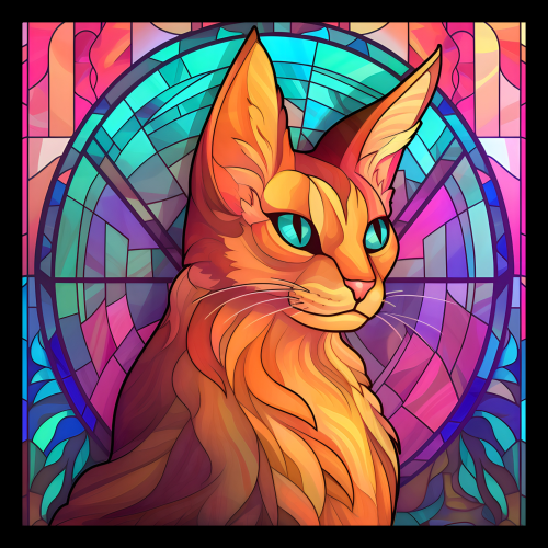 (s150-15-5E)  Stained Glass Cat