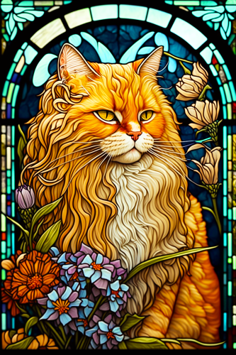 (s150-15-2F)  Stained Glass Cat