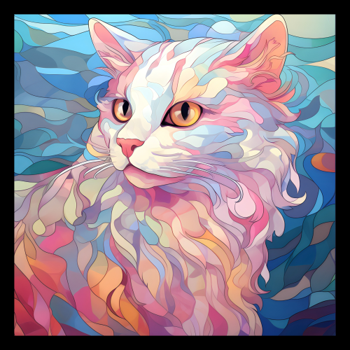 (s150-15-4F)  Stained Glass Cat