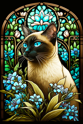 (s150-15-1G)  Stained Glass Cat