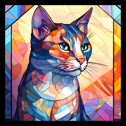 (s150-15-4G)  Stained Glass Cat