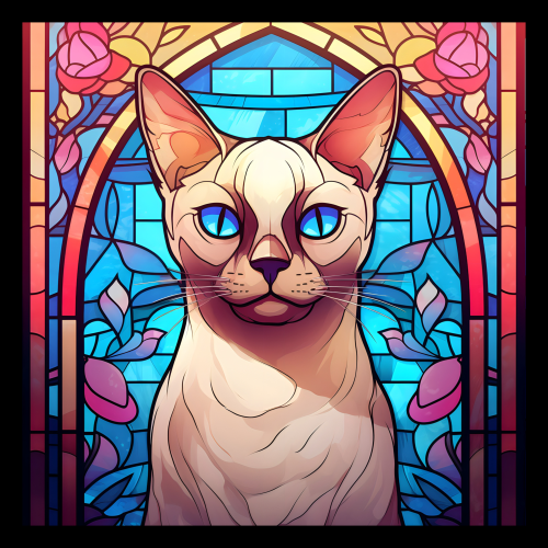 (s150-15-5G)  Stained Glass Cat