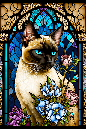 (s150-15-1H)  Stained Glass Cat
