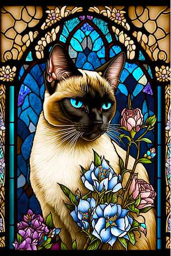 (s150-15-1H)  Stained Glass Cat