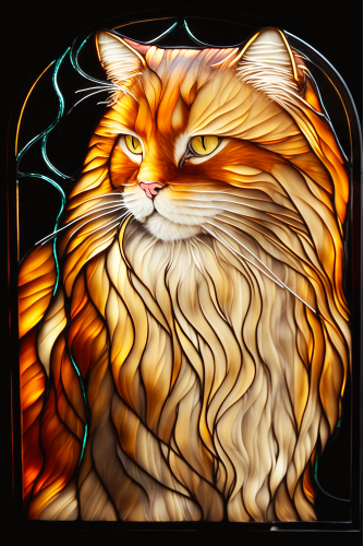 (s150-15-2H)  Stained Glass Cat