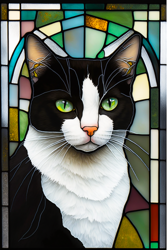 (s150-15-3H)  Stained Glass Cat