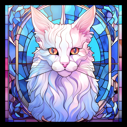 (s150-15-5H)  Stained Glass Cat