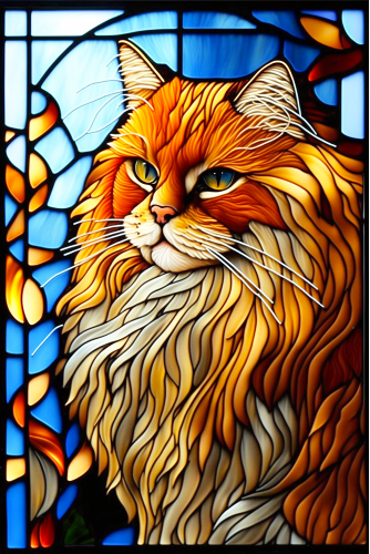 (s150-15-2I)  Stained Glass Cat