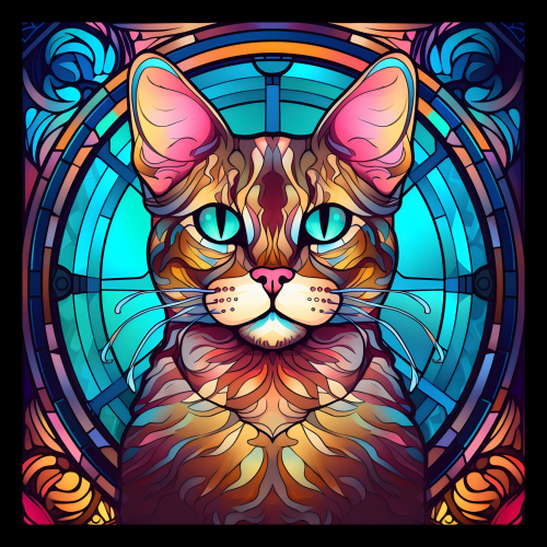 (s150-15-4I)  Stained Glass Cat