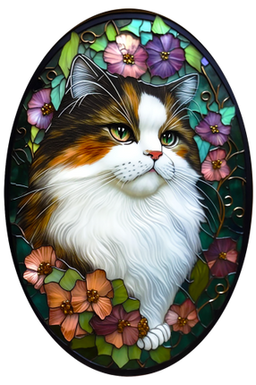 (s150-15-1J)  Stained Glass Cat