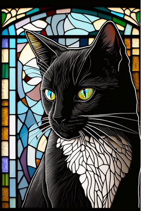 (s150-15-3J)  Stained Glass Cat