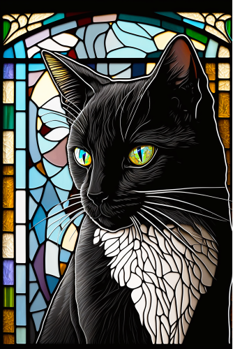 (s150-15-3J)  Stained Glass Cat