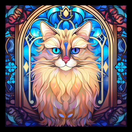 (s150-15-4J)  Stained Glass Cat