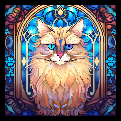 (s150-15-4J)  Stained Glass Cat