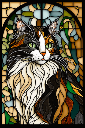 (s150-15-1L)  Stained Glass Cat