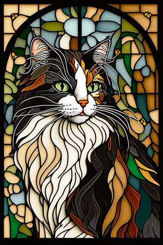 (s150-15-1L)  Stained Glass Cat
