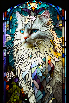 (s150-15-2L)  Stained Glass Cat