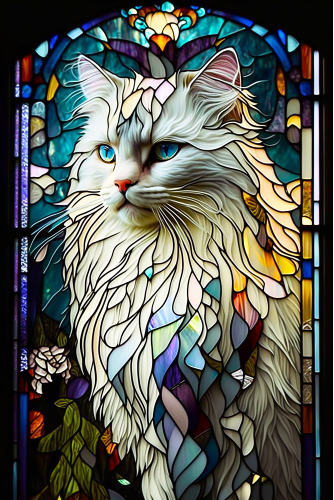 (s150-15-2L)  Stained Glass Cat