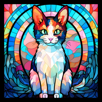 (s150-15-4L)  Stained Glass Cat