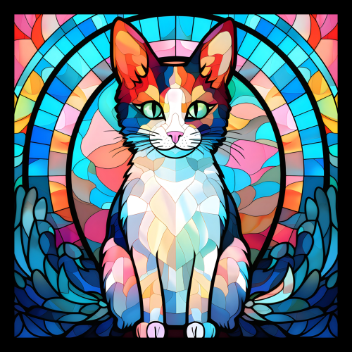 (s150-15-4L)  Stained Glass Cat