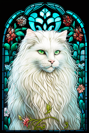 (s150-15-2M)  Stained Glass Cat