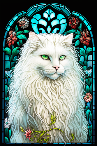 (s150-15-2M)  Stained Glass Cat