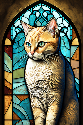 (s150-15-3M)  Stained Glass Cat