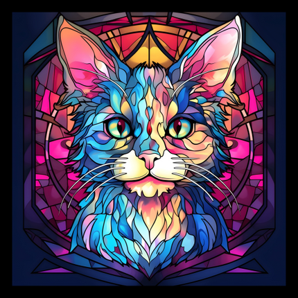 (s150-15-4M)  Stained Glass Cat