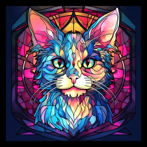 (s150-15-4M)  Stained Glass Cat