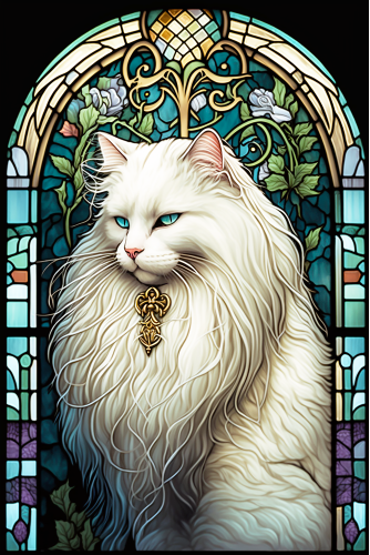 (s150-15-2N)  Stained Glass Cat
