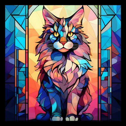 (s150-15-4N)  Stained Glass Cat