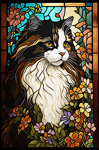 (s150-15-1O)  Stained Glass Cat