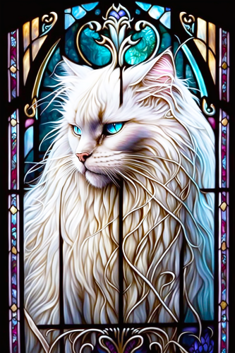 (s150-15-2O)  Stained Glass Cat