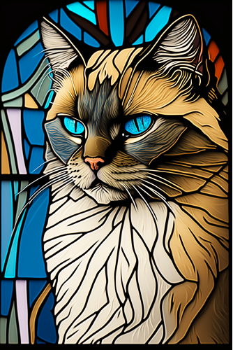 (s150-15-3O)  Stained Glass Cat