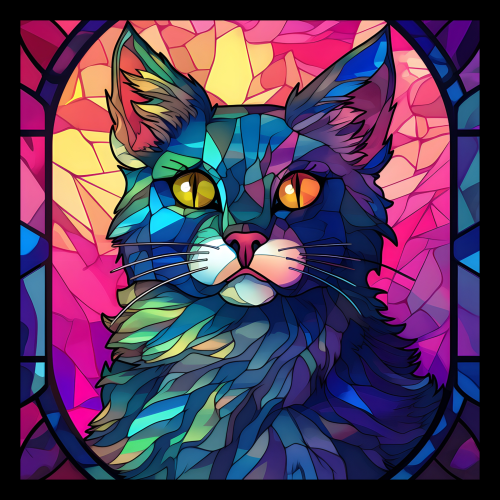 (s150-15-4O)  Stained Glass Cat