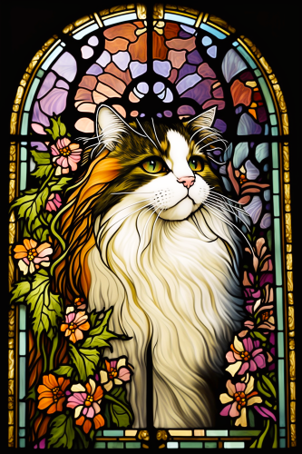 (s150-15-1P)  Stained Glass Cat