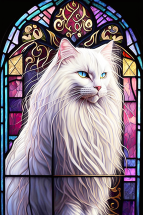 (s150-15-2P)  Stained Glass Cat