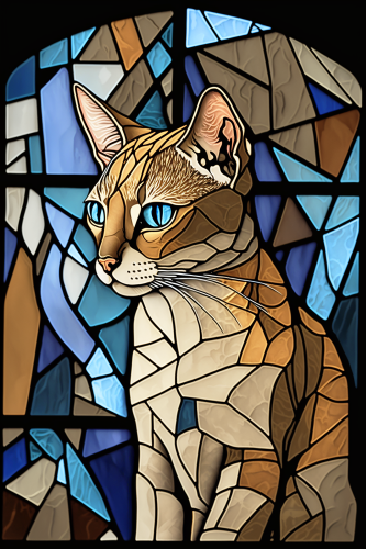 (s150-15-3P)  Stained Glass Cat