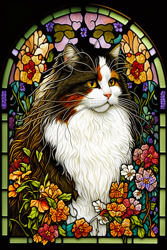 (s150-15-1Q)  Stained Glass Cat