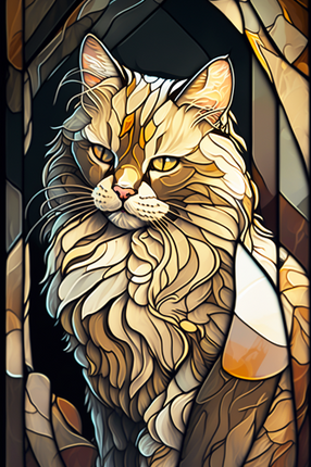 (s150-15-3Q)  Stained Glass Cat
