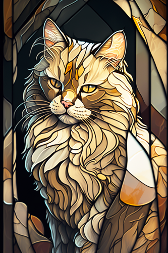 (s150-15-3Q)  Stained Glass Cat